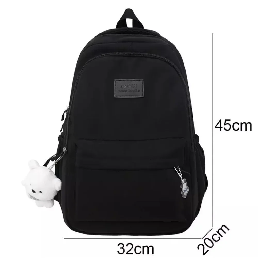 Kids Unisex Large Capacity Nylon Black School Travel Backpack Waterproof NEW